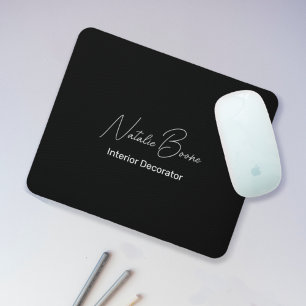 Monogram Name Interior Decorator Black and White Mouse Pad