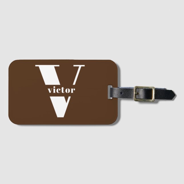 Monogram Name Intital changeable personalize Luggage Tag (Front Horizontal)