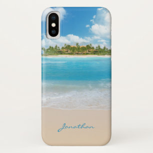 Monogram Name Island Beach Ocean Waves Clouds Case-Mate iPhone Case