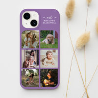 Monogram Name Lavender Purple 6 Photo Collage