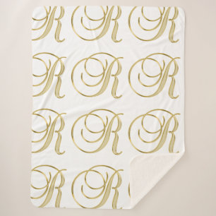 Monogram Name Letter R  Destiny Destiny's Sherpa Blanket