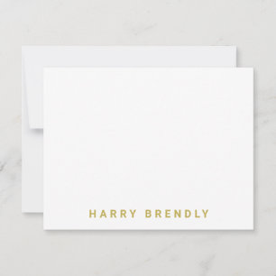 Monogram Name Minimalist White Flat Note Card