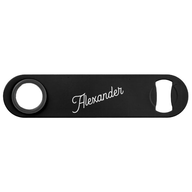 Monogram Name Modern Black Bar Key (Front (Horizontal))