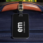Monogram Name Modern Black Travel Elegant