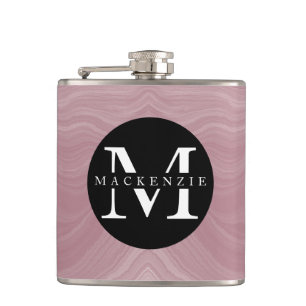 Monogram Name Modern Elegant Marble Cute Chic Hip Flask