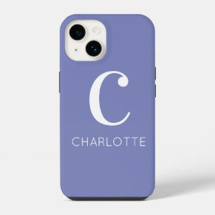 Monogram Name Modern Periwinkle iPhone 14 Case