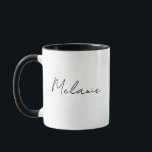 Monogram Name Modern Script Black White Mug<br><div class="desc">Monogram Name  Modern Script Black White Mug.</div>
