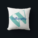 Monogram Name Modern Typography Throw Pillow<br><div class="desc">A fun modern tilted monogram and name typography design.  Change the initial and name to personalize.</div>
