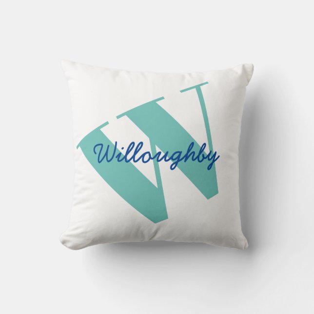 Monogram Name Modern Typography Throw Pillow (Front)
