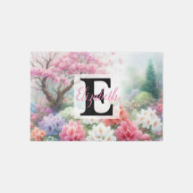 Monogram name on watercolor Flowers in pastels  Th