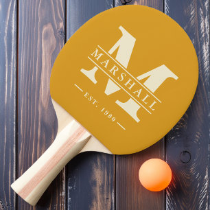 Monogram & Name Overlay Burnt Buttercup Ping Pong Paddle