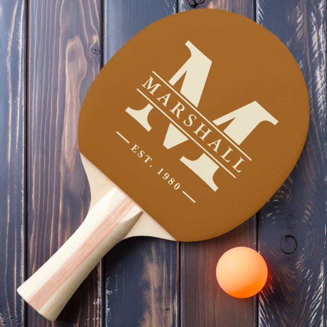 Monogram & Name Overlay Burnt Sand Ping Pong Paddle (Creator Uploaded)