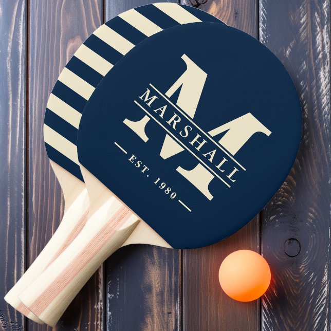 Monogram & Name Overlay Polo Deep Sea Blue Ping Pong Paddle (Creator Uploaded)