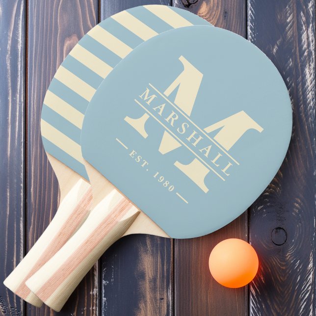Monogram & Name Overlay Polo Light Sky Ping Pong Paddle (Creator Uploaded)