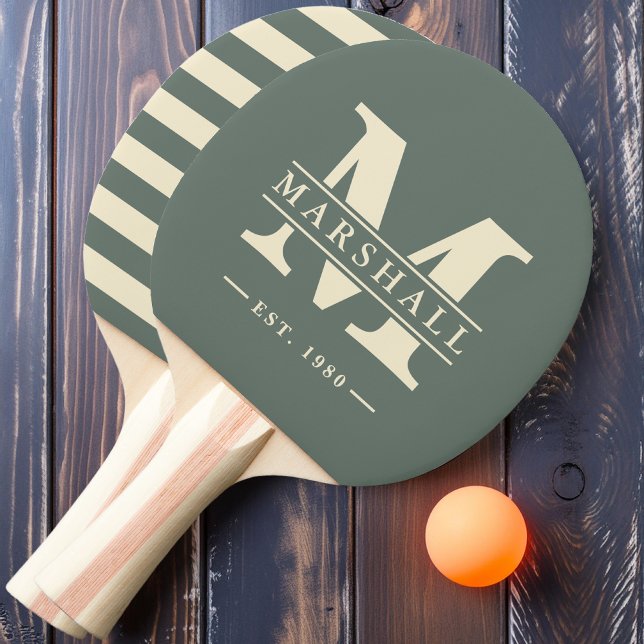 Monogram & Name Overlay Polo Warm Grey Ping Pong Paddle (Creator Uploaded)