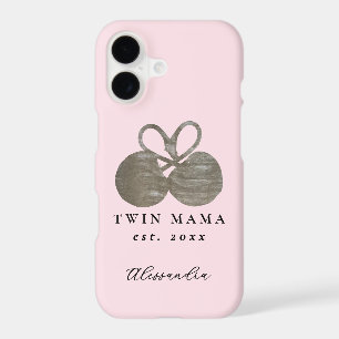 Monogram Name Pastel Pink Twin Mama Est. Year 