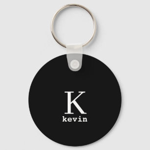 Monogram name personalized black elegant modern keychain