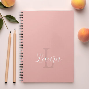 Monogram name personalized blush pink girly notebook