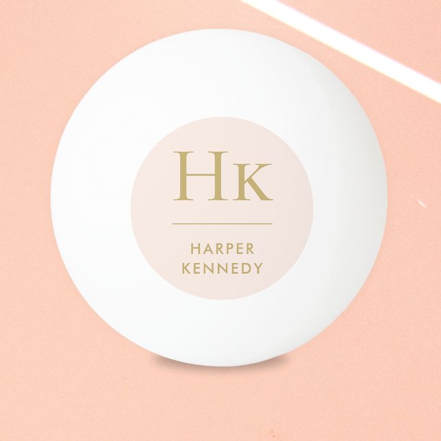 Monogram Name Personalized Blush Pink Gold Ping Pong Ball (Creator Uploaded)