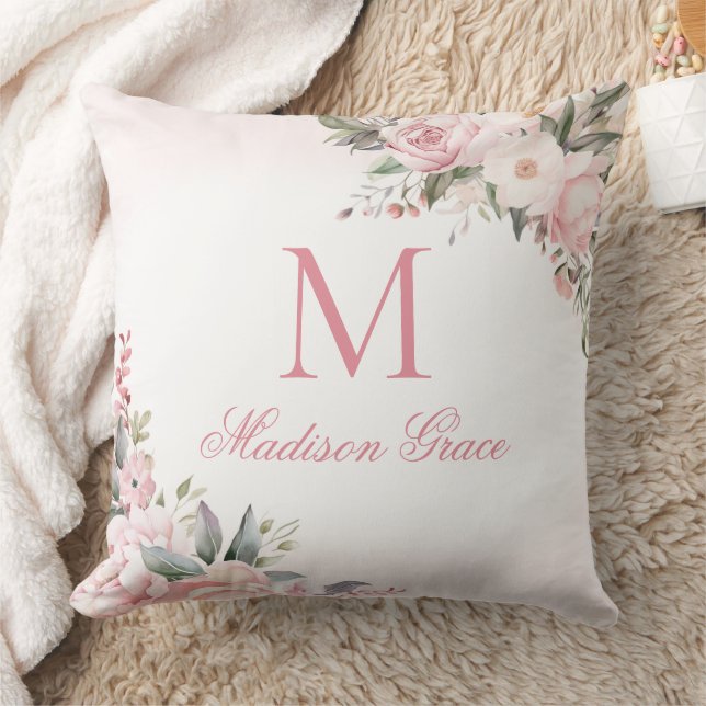 Monogram Name Personalized Custom Throw Pillow (Blanket)