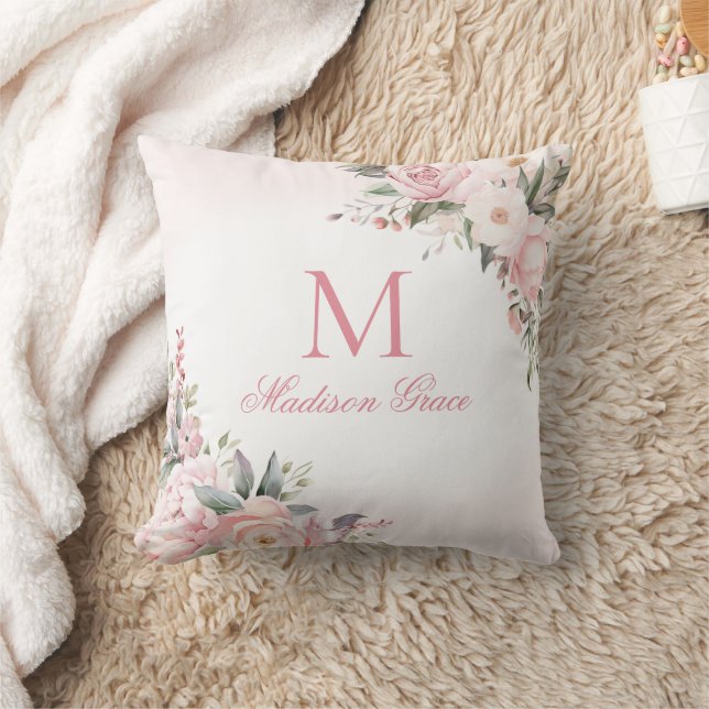 Monogram Name Personalized Custom Throw Pillow (Blanket)