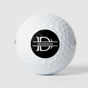 Monogram Name Personalized Letter D Black White Golf Balls