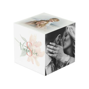 Monogram Name Personalized Photo Cube