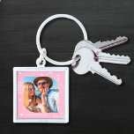 Monogram Name Photo Trendy Simple Modern Keychain<br><div class="desc">Monogram Name Photo Trendy Simple Modern Keychain features one of your favourite photos with your personalized name and monogram in elegant white script on a pink background. Personalize by editing the text in the text boxes provided. Perfect for birthday, Christmas, Mother's Day, Father's Day, sister, cousins, best friends and more....</div>