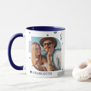Monogram Name Photo Trendy Simple Modern Mug