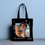 Monogram Name Photo Trendy Simple Modern Tote Bag<br><div class="desc">Monogram Name Photo Trendy Simple Modern Tote Bags features one of your favourite photos with your personalized name and monogram in elegant white script. Personalize by editing the text in the text boxes provided. Perfect for birthday, Christmas, Mother's Day, Father's Day, sister, cousins, best friends and more. PHOTO TIP: centre...</div>