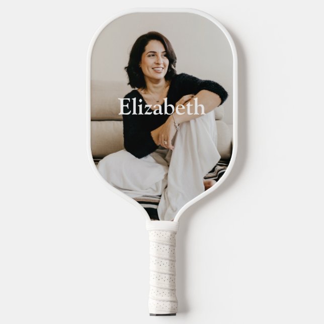 Monogram Name Photo Trendy Stylish Women Men Pickleball Paddle (Front)