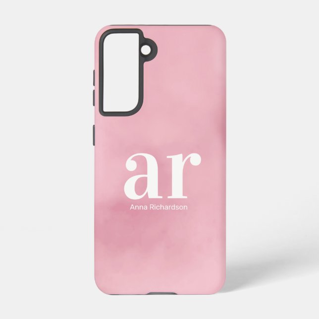 Monogram name pink abstact Elegant Minimalist Samsung Galaxy S21 Case (Back)