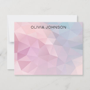 Monogram Name Pink Blue Geometric Flat Note Card