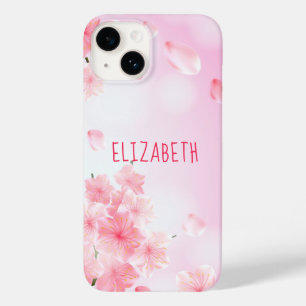 Monogram Name Pink Floral Feminine Pretty Case-Mate iPhone 14 Case