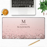 Monogram Name Pink Glitter Stylish Monogrammed Desk Mat<br><div class="desc">Monogram Name Pink Glitter Stylish Monogrammed Desk Mat features a simple modern and elegant design with your monogram and name in modern script typography on a pink ombre glitter background. Perfect gift for family, friends, work colleagues, teachers and more for Christmas, holidays, birthday, Mother's Day and teacher appreciation. Designed by...</div>