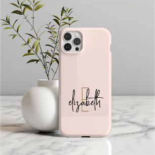 Monogram Name Pink Gold Modern  iPhone 16 Pro Case