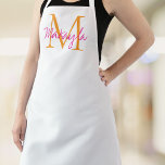 Monogram Name Pink Script Apron<br><div class="desc">This modern monogrammed apron features a pink script name and orange initial. It is easily customizable.</div>