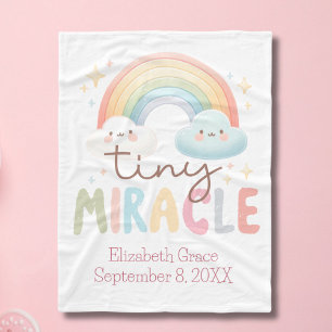 Monogram Name Rainbow Birth Stats Girl Baby Fleece Blanket