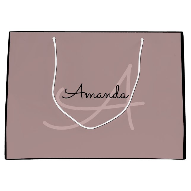 Monogram Name Rose Bridal Favour Beauty Brand  Lar Large Gift Bag (Front)