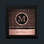 Monogram / Name  - Rose Gold and Black Gift Box<br><div class="desc">Keepsake Gift Box ready for you to personalize. ✔NOTE: ONLY CHANGE THE TEMPLATE AREAS NEEDED! 😀 If needed, you can remove the text and start fresh adding whatever text and font you like. 📌If you need further customization, please click the "Click to Customize further" or "Customize or Edit Design" button...</div>