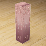 Monogram Name Rose Gold Glitter Wine Gift Box<br><div class="desc">Wine Gift Boxes with Monogram Name Text Rose Gold Blush Glitter Sparkle Personalized Birthday - Anniversary or Wedding Gift / Suppliest - Add Your Letter / Name - Text or Remove - Make Your Special Wine Gift - Resize and move or remove and add text / elements with Customization tool....</div>