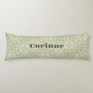 Monogram Name Sage Green Pattern Body Pillow