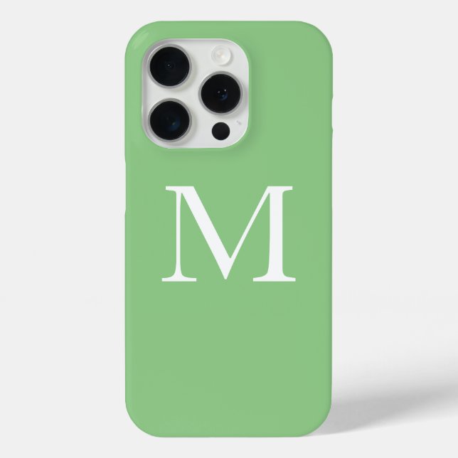 Monogram Name Sage Green White Simple Custom Colou Case-Mate iPhone Case (Back)