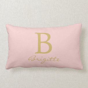 Monogram Name Script Letter B Modern Pink Template Lumbar Pillow