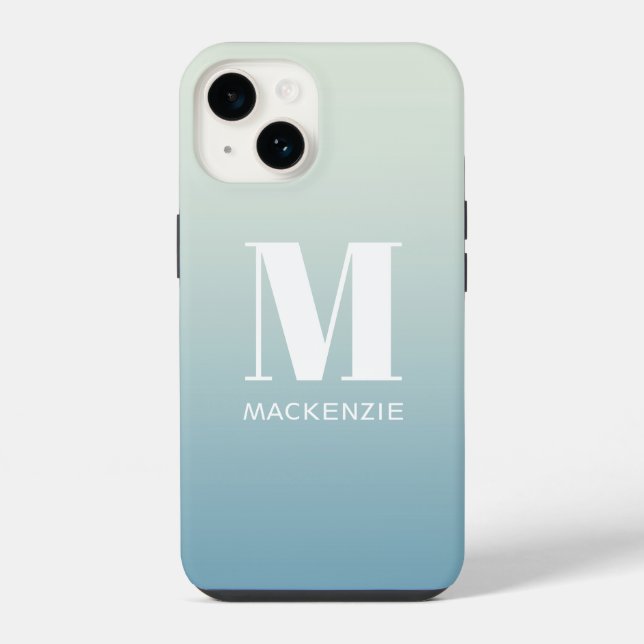 Monogram Name Simple Gradient Personalized iPhone Case (Back)