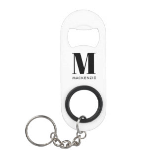 Monogram Name Simple Keychain Bottle Opener