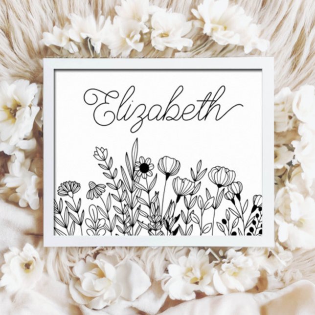 Monogram Name Simple Minimalistic Floral Graphic Poster (Creator Uploaded)