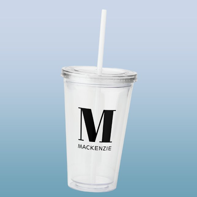 Monogram Name Simple Personalized Acrylic Tumbler (Modern simple personalized monogram initial custom name acrylic tumbler)