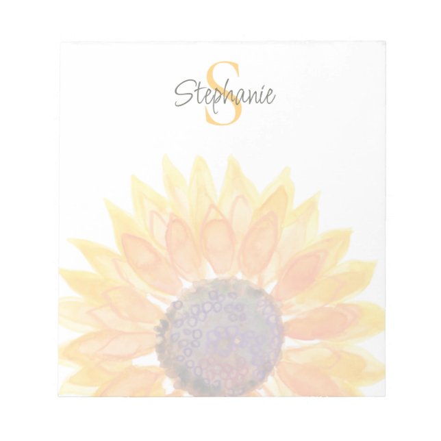 Monogram Name Sunflower  Notepad (Front)