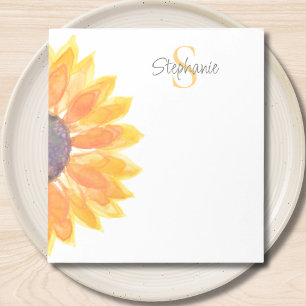 Monogram Name Sunflower Notepad